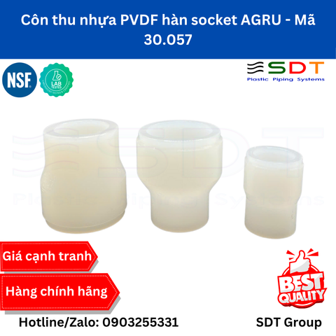 Côn thu nhựa PVDF hàn socket AGRU - Mã 30.057