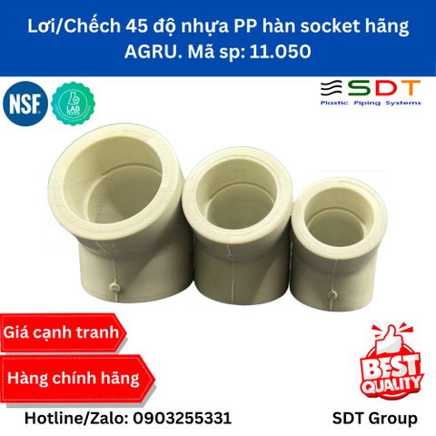 Chếch 45 nhựa PP - hàn socket 11.050