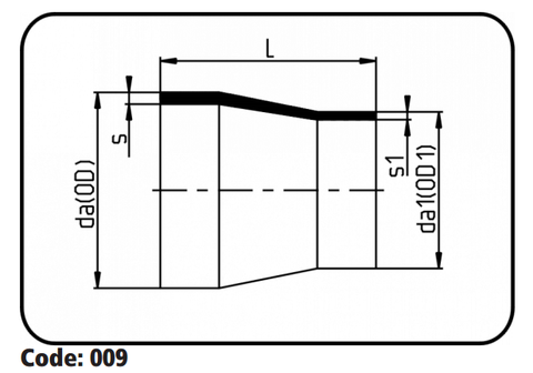 Côn thu nhựa PP - hàn đối đầu 11.009