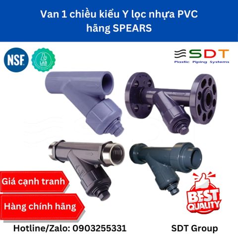 Van 1 chiều kiểu Y lọc nhựa PVC rắc co đôi hãng SPEARS