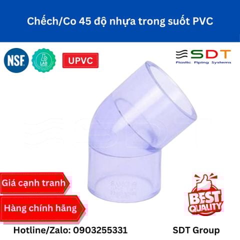 Chếch 45 nhựa trong suốt PVC