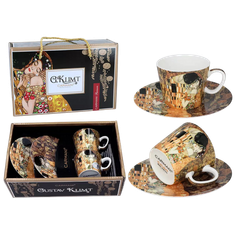 Set 2 ly và đĩa sứ Carmani Mug Camio - 100ml ( 532 )