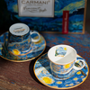 Set 2 ly và đĩa sứ Carmani Set of 2 espresso cups - V. van Gogh Starry night - 100ml