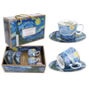 Set 2 ly và đĩa sứ Carmani Set of 2 espresso cups - V. van Gogh Starry night - 100ml