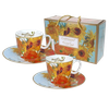Set 2 ly và đĩa sứ Carmani - V. van Gogh Sunflowers - 100ml