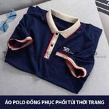  Áo polo đồng phục màu xanh đen phối túi 2 sọc thời trang - PNT002 