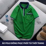 MẪU ÁO THUN ĐỒNG PHỤC MÀU XANH LÁ ĐẬM PHỐI TÚI ĐỘC ĐÁO 