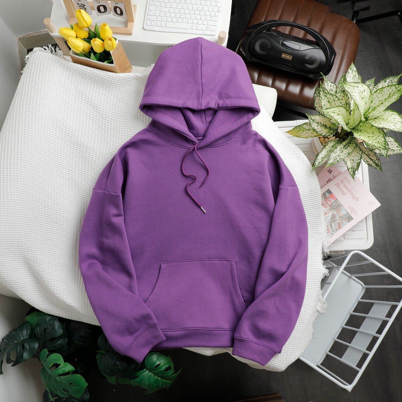  Áo Hoodie BASIC Mũ Trùm Nỉ Cotton Nhiều Màu 