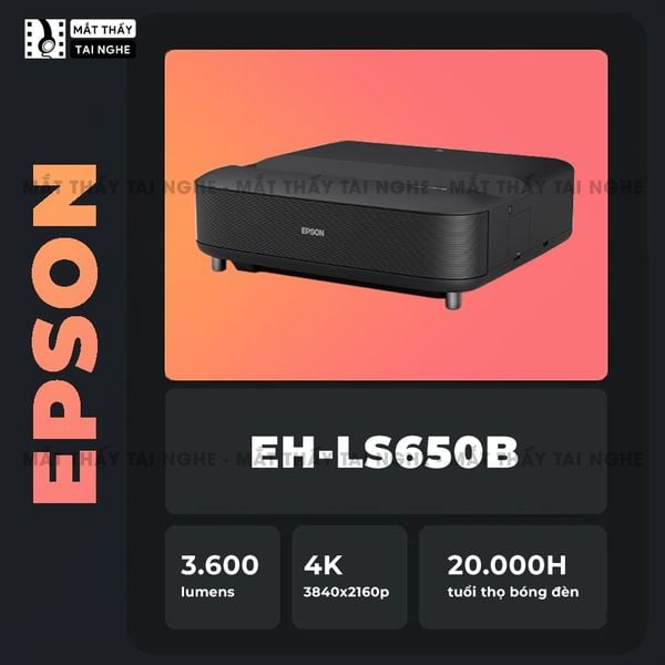 Epson EH-LS650 - Máy chiếu siêu gần 4K thông minh tích hợp Android TV, độ phân giải chuẩn 4K UHD 3840x2160p, độ sáng 3.600 lumen, tương phản siêu cao 2.500.000:1