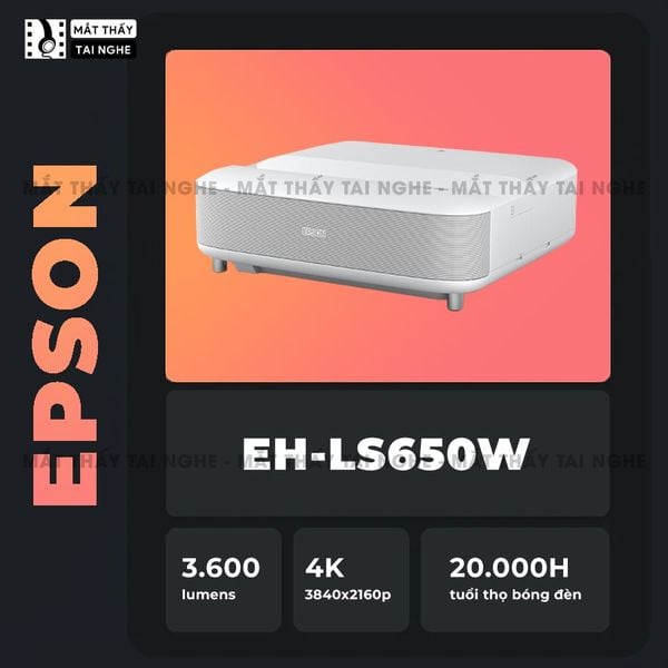 Epson EH-LS650 - Máy chiếu siêu gần 4K thông minh tích hợp Android TV, độ phân giải chuẩn 4K UHD 3840x2160p, độ sáng 3.600 lumen, tương phản siêu cao 2.500.000:1