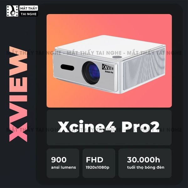 Xview Xcine4 Pro2 - Máy chiếu mini tích hợp Android TV, độ sáng lên đến 900 ansi lumens, phân giải thực chuẩn Full HD 1080p, sử dụng công nghệ quang học mới nhất hạn chế 98% mờ viền, hỗ trợ Auto focus và Autokeystone