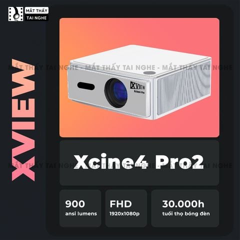 Xview Xcine4 Pro2 - Máy chiếu mini tích hợp Google TV chính chủ, hỗ trợ trợ lý ảo Google, độ sáng lên đến 900 ansi lumens, phân giải thực chuẩn Full HD 1080p, sử dụng công nghệ quang học mới nhất hạn chế 98% mờ viền, hỗ trợ Auto focus và Autokeystone