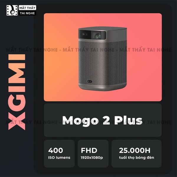 Xgimi Mogo 2 Plus - Máy chiếu thông minh tích hợp Google TV quốc tế, sử dụng công nghệ DLP, độ sáng 400 ISO lumens, độ phân giải chuẩn Full HD cho hình ảnh và màu sắc cực đẹp