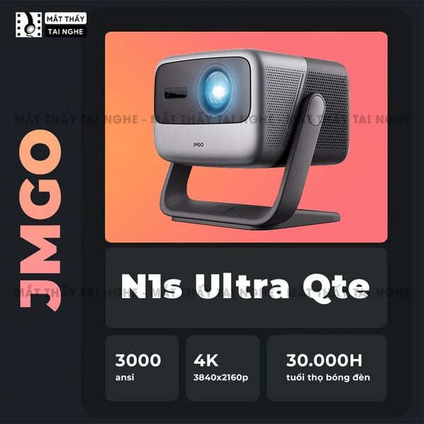 JMGO N1s Ultra Quốc tế - Máy chiếu thông minh tích hợp Google TV và hỗ trợ Netflix chính chủ, độ phân giải 4K UHD 3840x2160p, độ sáng 3.000 Ansi lumens