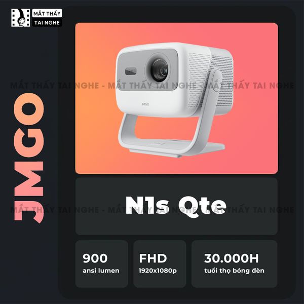 JMGO N1s Quốc tế - Máy chiếu thông minh tích hợp Google TV và hỗ trợ Netflix chính chủ, độ phân giải Full HD 1920x1080p, độ sáng 900 ansi lumens