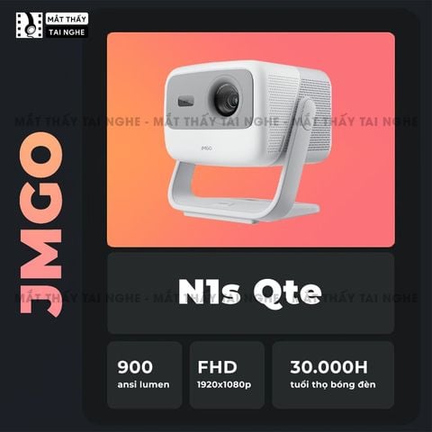 JMGO N1s Quốc tế - Máy chiếu thông minh tích hợp Google TV và hỗ trợ Netflix chính chủ, độ phân giải Full HD 1920x1080p, độ sáng 900 ansi lumens