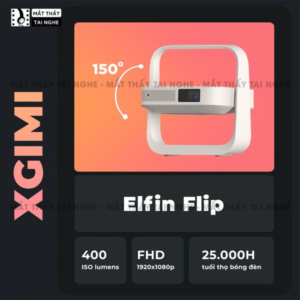 Xgimi Elifn Flip - Máy chiếu thông minh tích hợp Xgimi OS, sử dụng công nghệ DLP, độ sáng 400 ISO lumens, độ phân giải chuẩn Full HD cho hình ảnh và màu sắc cực đẹp