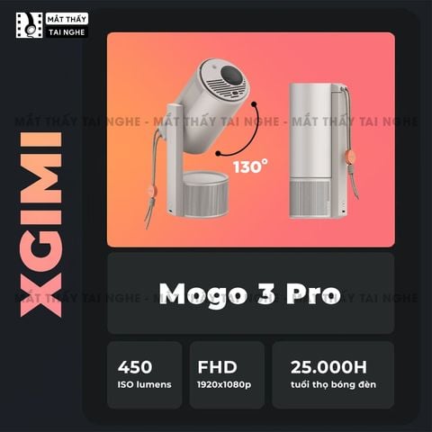 Xgimi Mogo 3 Pro - Máy chiếu thông minh tích hợp Google TV quốc tế, sử dụng công nghệ DLP, độ sáng 450 ISO lumens, độ phân giải chuẩn Full HD cho hình ảnh và màu sắc cực đẹp