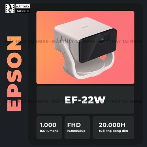 Epson EF-22 - Máy chiếu Laser mini thông minh tích hợp Google, sử dụng công nghệ 3LCD độc quyền, độ sáng 1000 ISO lumens, độ phân giải chuẩn Full HD, tương phản 5.000.000:1 cho hình ảnh và màu sắc cực đẹp