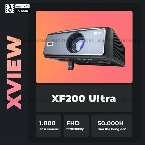 Xview XF200 Ultra - Máy chiếu LED LCD sáng nhất hiện nay, độ sáng lên đến 1.800 ansi, phân giải thực chuẩn Full HD 1080p, hỗ trợ hệ điều hành Android TV mượt mà và chân giá truyền động điện tử thông minh