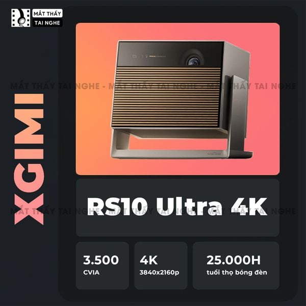 XGIMI RS10 Ultra 4K - Máy chiếu 4K Dual Light LED-Laser thông minh chuẩn độ phân giải thực 4K, độ sáng 3500 CVIA Lumens, tích hợp Android, loa Harman Kardon, Dolby Vision, tự động lấy nét và tự động căn chỉnh góc chiếu