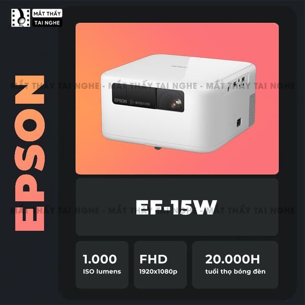 Epson EF-15 - Máy chiếu Laser mini thông minh tích hợp Android TV 11.0, sử dụng công nghệ 3LCD độc quyền, độ sáng 1000 ISO lumens, độ phân giải chuẩn Full HD, tương phản 2.500.000:1 cho hình ảnh và màu sắc cực đẹp