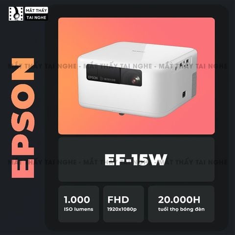Epson EF-15 - Máy chiếu Laser mini thông minh tích hợp Android TV 11.0, sử dụng công nghệ 3LCD độc quyền, độ sáng 1000 ISO lumens, độ phân giải chuẩn Full HD, tương phản 2.500.000:1 cho hình ảnh và màu sắc cực đẹp