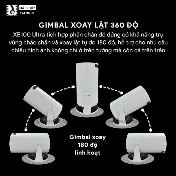 Xview XB100 Ultra - Máy chiếu mini giá rẻ tích hợp Hệ điều hành Android, độ sáng 250 ansi lumens, độ phân giải HD720p, hỗ trợ đầu vào 4K UHD và chỉnh nghiêng tự động theo chiều dọc