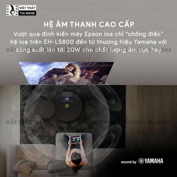 Epson EH-LS800 - Máy chiếu siêu gần 4K thông minh tích hợp Android TV, độ phân giải chuẩn 4K UHD 3840x2160p, độ sáng 4.000 ansi, tương phản siêu cao 2.500.000:1