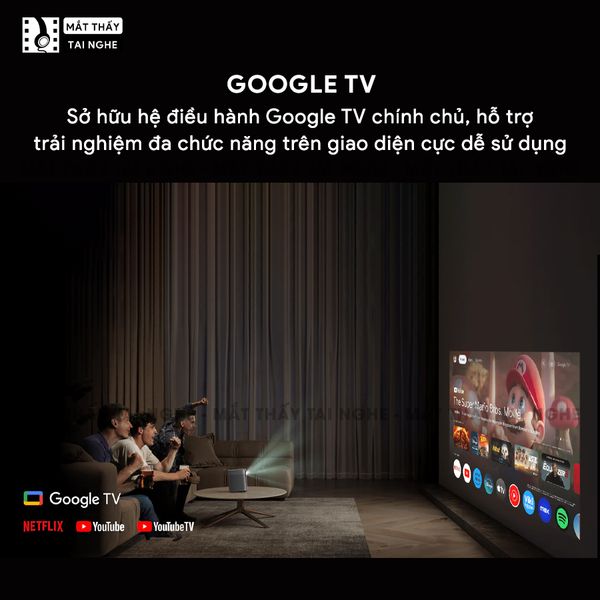 Xgimi Halo+ New - Máy chiếu thông minh tích hợp Google TV, sử dụng công nghệ DLP, độ sáng 700 ISO lumens, độ phân giải chuẩn Full HD cho hình ảnh và màu sắc cực đẹp