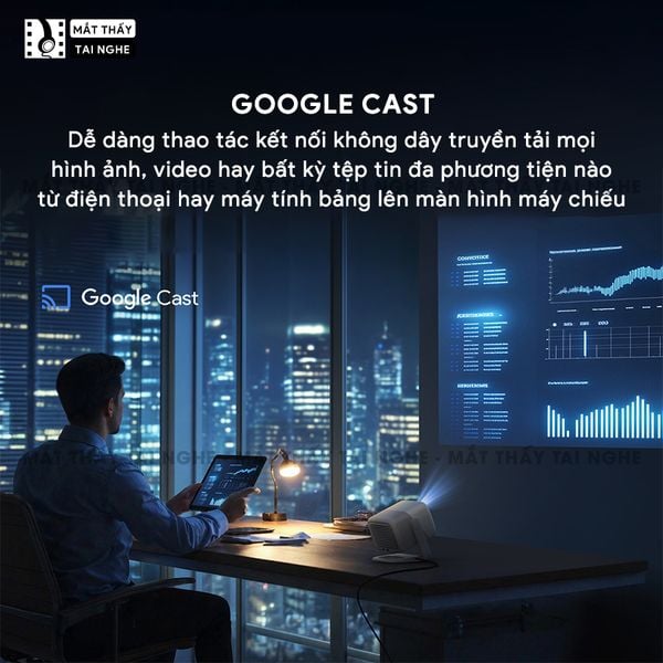 JMGO N1s 4K - Máy chiếu thông minh tích hợp Google TV và hỗ trợ Netflix chính chủ, độ phân giải 4K UHD 3840x2160p, độ sáng 1.100 ISO lumens