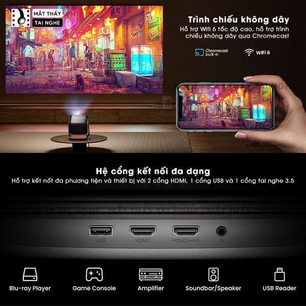 JMGO N1s Ultra Quốc tế - Máy chiếu thông minh tích hợp Google TV và hỗ trợ Netflix chính chủ, độ phân giải 4K UHD 3840x2160p, độ sáng 3.000 Ansi lumens