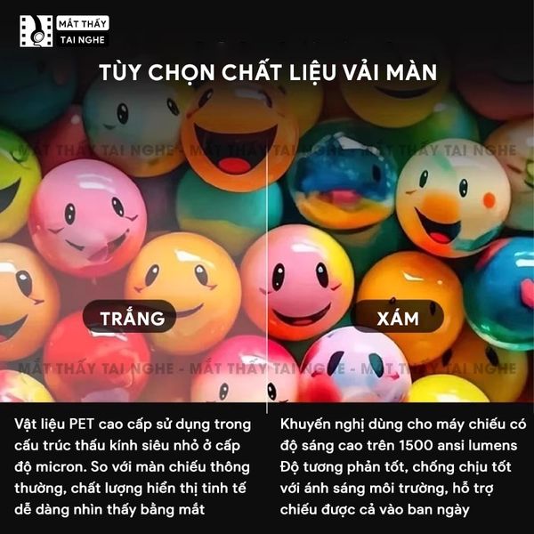 Màn chiếu treo Photon - Màn chiếu bay trong suốt từ vật liệu PET cao cấp, cho hình ảnh sắc nét, chuyên dụng cho máy chiếu Laser 3 màu, hỗ trợ 2 kích thước