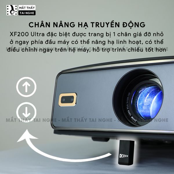 Xview XF200 Ultra - Máy chiếu LED LCD sáng nhất hiện nay, độ sáng lên đến 1.800 ansi, phân giải thực chuẩn Full HD 1080p, hỗ trợ hệ điều hành Android TV mượt mà và chân giá truyền động điện tử thông minh