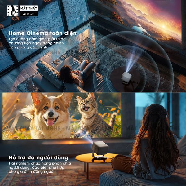 JMGO N1s Quốc tế - Máy chiếu thông minh tích hợp Google TV và hỗ trợ Netflix chính chủ, độ phân giải Full HD 1920x1080p, độ sáng 900 ansi lumens