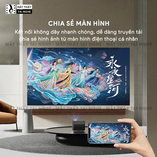 Epson EF-15 - Máy chiếu Laser mini thông minh tích hợp Android TV 11.0, sử dụng công nghệ 3LCD độc quyền, độ sáng 1000 ISO lumens, độ phân giải chuẩn Full HD, tương phản 2.500.000:1 cho hình ảnh và màu sắc cực đẹp