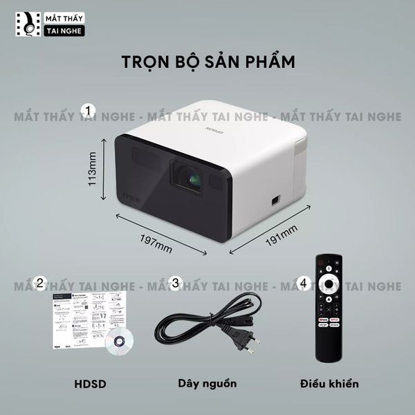 Epson EF-21 - Máy chiếu Laser mini thông minh tích hợp Google, sử dụng công nghệ 3LCD độc quyền, độ sáng 1000 ISO lumens, độ phân giải chuẩn Full HD, tương phản 5.000.000:1 cho hình ảnh và màu sắc cực đẹp