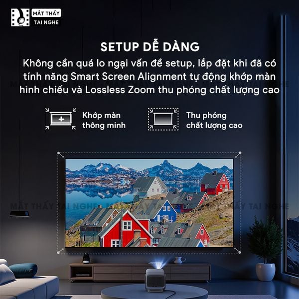 JMGO N1s 4K - Máy chiếu thông minh tích hợp Google TV và hỗ trợ Netflix chính chủ, độ phân giải 4K UHD 3840x2160p, độ sáng 1.100 ISO lumens