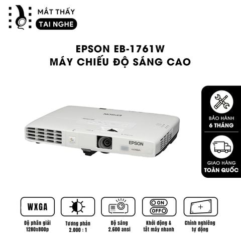 Epson EB-1761w - 99% -  Máy chiếu 3LCD mỏng nhẹ nhất thế giới, độ phân giải WXGA 1280 x 800, tương phản 2000:1, auto keystone tự động cân chỉnh hình ảnh theo chiều dọc, tích hợp khởi động 7 giây và tắt máy nhanh Quick start & Instand off