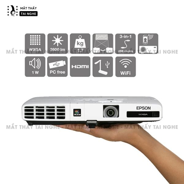 Epson EB-1761w - 99% -  Máy chiếu 3LCD mỏng nhẹ nhất thế giới, độ phân giải WXGA 1280 x 800, tương phản 2000:1, auto keystone tự động cân chỉnh hình ảnh theo chiều dọc, tích hợp khởi động 7 giây và tắt máy nhanh Quick start & Instand off