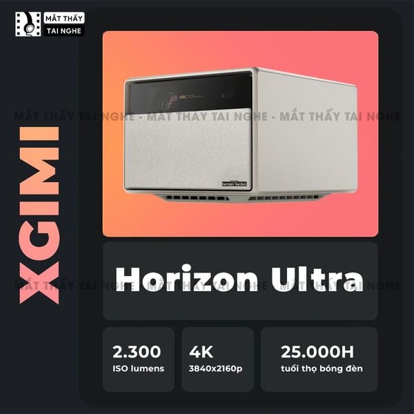 XGIMI Horizon Ultra - Máy chiếu 4K Dual Light LED-Laser thông minh chuẩn độ phân giải thực 4K, độ sáng 2300 ISO Lumens, Android TV 11, loa Harman Kardon Speakers, Dolby Vision, tự động lấy nét và tự động căn chỉnh góc chiếu