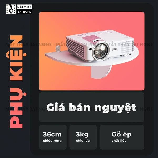 Giá đỡ máy chiếu bán nguyệt gắn tường - Dễ dàng lắp đặt, không cần khoan đục, chất liệu gỗ chắc chắn, độ thẩm mỹ cao