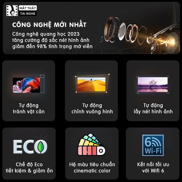 Xview Xcine4 Pro2 - Máy chiếu mini tích hợp Android TV, độ sáng lên đến 900 ansi lumens, phân giải thực chuẩn Full HD 1080p, sử dụng công nghệ quang học mới nhất hạn chế 98% mờ viền, hỗ trợ Auto focus và Autokeystone