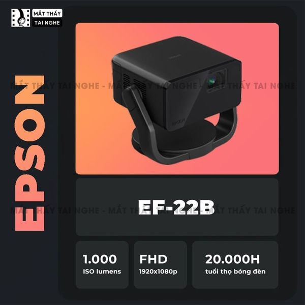 Epson EF-22 - Máy chiếu Laser mini thông minh tích hợp Google, sử dụng công nghệ 3LCD độc quyền, độ sáng 1000 ISO lumens, độ phân giải chuẩn Full HD, tương phản 5.000.000:1 cho hình ảnh và màu sắc cực đẹp