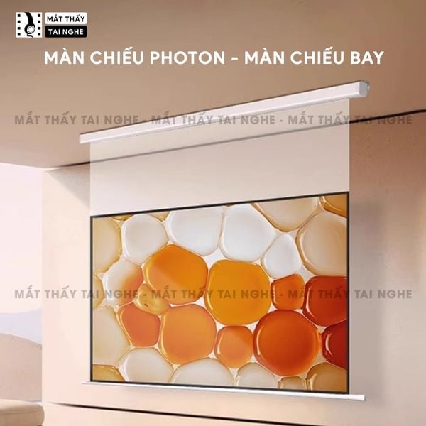 Màn chiếu treo Photon - Màn chiếu bay trong suốt từ vật liệu PET cao cấp, cho hình ảnh sắc nét, chuyên dụng cho máy chiếu Laser 3 màu, hỗ trợ 2 kích thước
