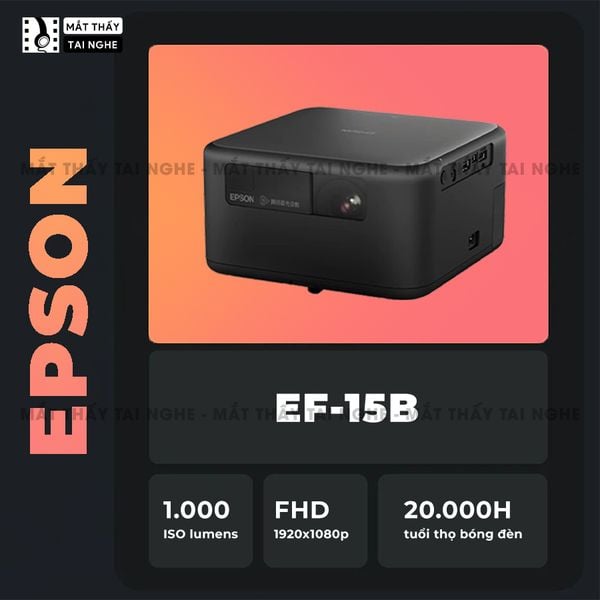 Epson EF-15 - Máy chiếu Laser mini thông minh tích hợp Android TV 11.0, sử dụng công nghệ 3LCD độc quyền, độ sáng 1000 ISO lumens, độ phân giải chuẩn Full HD, tương phản 2.500.000:1 cho hình ảnh và màu sắc cực đẹp