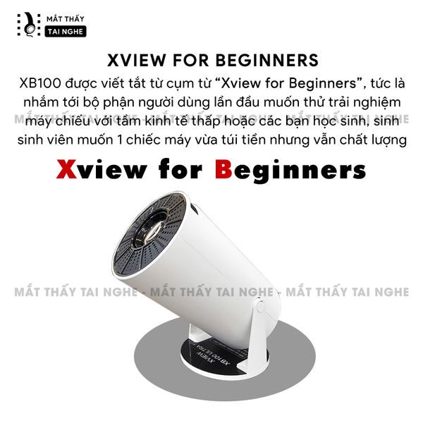 Xview XB100 Ultra - Máy chiếu mini giá rẻ tích hợp Hệ điều hành Android, độ sáng 250 ansi lumens, độ phân giải HD720p, hỗ trợ đầu vào 4K UHD và chỉnh nghiêng tự động theo chiều dọc