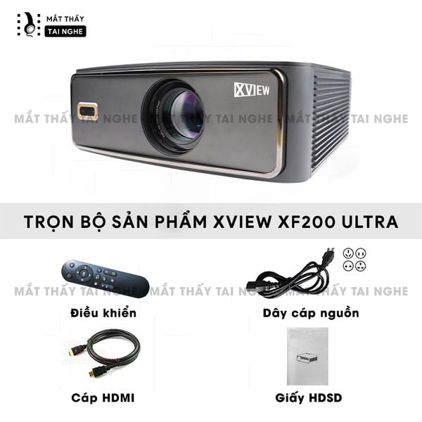 Xview XF200 Ultra - Máy chiếu LED LCD sáng nhất hiện nay, độ sáng lên đến 1.800 ansi, phân giải thực chuẩn Full HD 1080p, hỗ trợ hệ điều hành Android TV mượt mà và chân giá truyền động điện tử thông minh