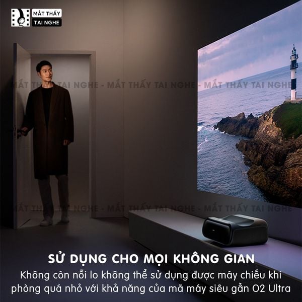 JMGO O2 Ultra 4K - Máy chiếu siêu gần thông minh tích hợp Hệ điều hành, độ phân giải 4K UHD 3840x2160p , độ sáng 4500 Ansi lumens, chip xử lý Mediatek 9679 siêu mạnh