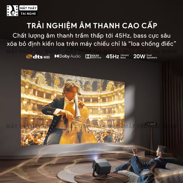 JMGO N1s Ultra Quốc tế - Máy chiếu thông minh tích hợp Google TV và hỗ trợ Netflix chính chủ, độ phân giải 4K UHD 3840x2160p, độ sáng 3.000 Ansi lumens